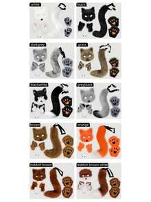 4pcs Adjustable Realistic Fox Mask Set, Includes Bendable Tail, Ear Headband And Gloves, Halloween/Christmas Cosplay Party Costume - A - View 4