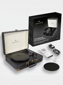 Akane Portable Bluetooth Vinyl Record Player With Stereo Speakers, 3-Speed Turntable - Black - View 10