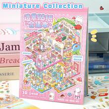 Upgraded Craftsmanship, Scenic Sticker Book, 3D Visual Effect Scene Stickers, Immersive Handmade Collage, Miniature Landscape Stickers, Characters/Animals/Plants/Houses, Unlock Creative Moments, Playable And Collectible 3D Landscape Treasures! - Sticker Book + 1 Iron Tweezers - View 3