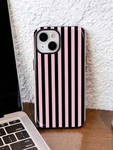 1 Piece Of Simple Artistic Style Colorful Striped Pattern Glossy Two-In-One Hard Phone Case, Compatible With Samsung/11/12/IPhone13/14/15/IPhone16/IPhone17 Pro Max - 白色14 - 查看 1