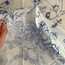 4-Piece/1-Piece Blue Floral Plastic Rectangular Tablecloth, Disposable Blue Floral Party Tablecloth Suitable For Weddings, Buffets, Proposal Parties, Birthday Parties 54*104 Inches - Blue - View 6