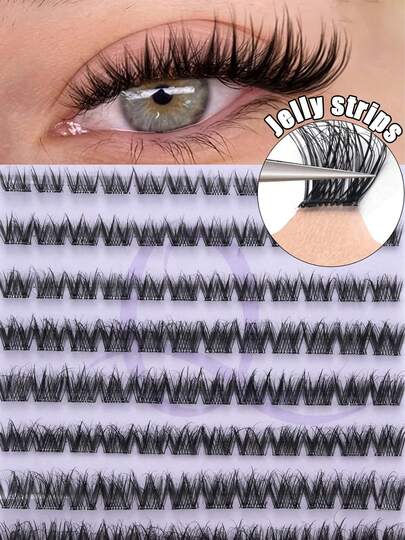 120pcs Glue Free Personal False Eyelashes - Natural Appearance, D-Roll Lifting, Fluffy, Salon Grade Volume And Length DIY Eyelash Extension - Easy To Wear, Reusable, Suitable For All Places, Eyelashes, False Eyelashes, Glue Free Eyelashes
