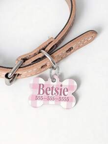 Custom Plaid Bone Pet Tag, Personalized Name & Phone Dog ID Tag - Multicolor - View 4