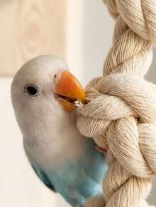 Parrot Rope Ladder Toy | Natural Cotton Rope Climbing Perch With Knots, Bird Cage Hanging Chewing Toy, Suitable For Budgies, Cockatiels, Lovebirds, Beak Grinding Exercise And Entertainment Accessory, Bird Swing, Bird Cage Accessory - View 3