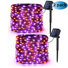 1pc/2PCS Halloween Decoration Solar 120LED Purple And Orange Fairy String Lights, 8 Modes Of Solar Flashing Fairy Lights, Outdoor Courtyard Party Halloween Decoration, Waterproof Copper String Lights - Solar Orange and Purple String Lights - View 15
