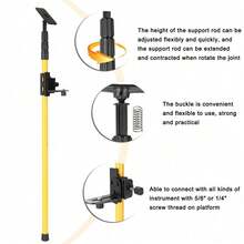 High Hardness Wear Resistant Telescopic Support Rod 1.04–4 Metre Adjustable Lifting Bracket, 5/8 Inch Laser Level Fitting Interface, Not Prone To Fracture – For Ceiling Works, Wall Plastering, Window/Door Installation,  And Stair Setting Out - A - View 2