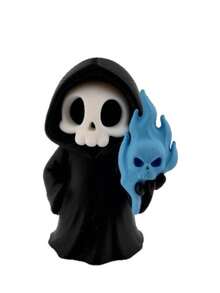 Gothic Grim Reaper Statue With Skull Carving - 7.19cm PLA Plastic Figurine, Suitable For Home And Halloween Decor, Dark Fantasy Desktop Ornament, Gothic Collectible Gift, Vintage Style, Applicable For Home, Bookshelf, Desktop Display - Multicolor - View 13