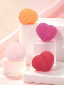MAANGE 4pcs Professional Makeup Puff And Sponge Set, Heart-Shaped Makeup Sponge, Dual-Use Wet And Dry Makeup Tools, Multi-Color, Reusable, Washable, Makeup Sponge/Foundation Sponge, Suitable For Powder, Liquid, Facial Makeup Tools, Specifically For Contour, Eye And Eye Corner Areas, Suitable For Room, Bathroom, Vanity And Workstation, Convenient For Daily Makeup Use, Christmas Gift, Travel Items, Makeup Sponge, Makeup Puff, Beautiful Sponge, Makeup Tools, Beauty Tools, Suitable For Women And Girls Gifts - Multicolor - View 3
