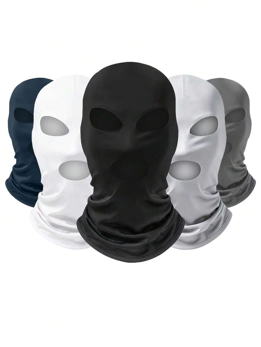 1pc Solid Color Universal 3-Hole Breathable Balaclava Head Mask, Seamless Sun Protection Head Cover, Suitable For Outdoor Sun Protection, Quick-Drying, Cycling, Hiking, Skiing, Running, Fishing, Climbing And Other Outdoor Activities - Multicolor - View 1