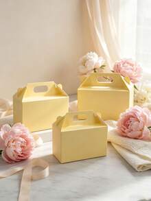 12/6PCS/Valentine's Day Triangular Gift Box, Easter Gift Box, Colorful Paper Candy, Snack, And Cake Gift Box, Suitable For Birthdays, Back-To-School, Wedding Party Favors, 6 X 3.5 X 3.5 Inches (Pastel). - Yellow - View 11