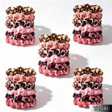 30/18/6pcs/Set Women's Velvet Hair Scrunchies, No-Crease Leopard Print Cute Elastic Hair Bands, Hair Accessories, Sweet Casual Soft, Gift Party Style, Solid Color & Printed - Multicolor - View 11