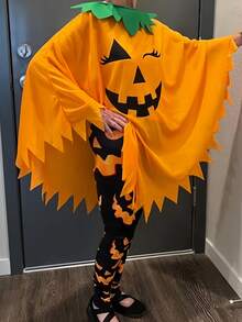1pc Cute Pumpkin Cape, Large And Small Orange Pumpkin Outfit, Suitable For Role Play, Stage Performance, Party Costume Props, Halloween Pumpkin Costume For Women, Pumpkin Poncho For Adults With Headband, Halloween Costume For Women - Multicolor - View 4
