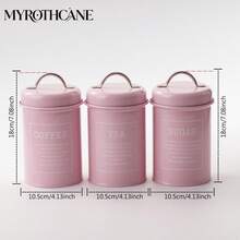 Myrothcane Christmas & Halloween Red Metal Storage Canister 3-Piece Set, Airtight Coffee Tea Sugar Canisters With Lids And Handles, Vintage Kitchen Countertop Food Storage Containers, Suitable For Coffee Beans, Loose Tea, Granulated Sugar, Decorative Kitchen Storage Containers - Red - View 15