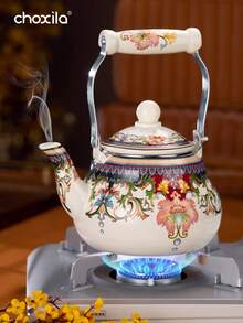 choxila 1pc Enamel Kettle, Large Capacity, Suitable For Gas Stove And Induction Cooktop - Pomegranate Flower Enamel Pot - View 6