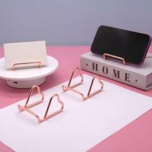 1pc Heart-Shaped Metal Phone Stand, Minimalist Iron Art Desktop Base, Creative Multi-Function Smartphone, Business Card And Desktop Decoration Display Rack - One Size Fits All - View 4