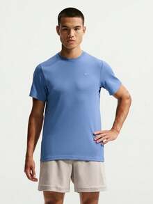 Nike Men's AS M NK DF PRIMARY STMT SS Short Sleeve T-Shirt Knit Collarless Short TDV9832-459 - Dusty Blue - View 1