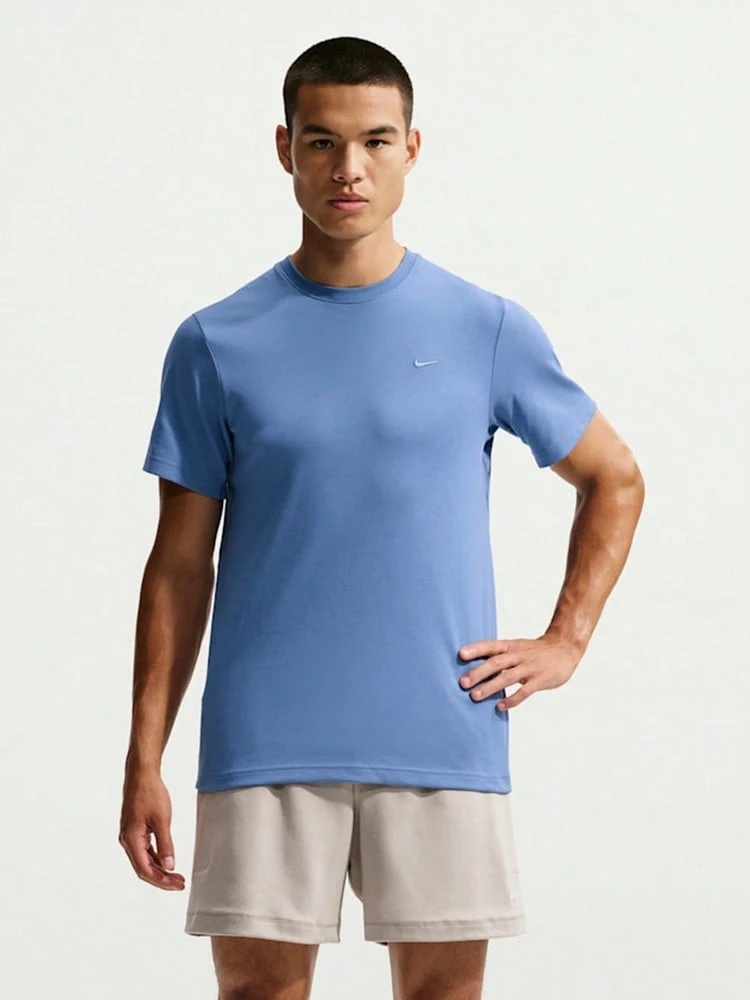 Nike Men's AS M NK DF PRIMARY STMT SS Short Sleeve T-Shirt Knit Collarless Short TDV9832-459 - Dusty Blue - View 1