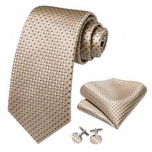 Apricot Dots Necktie Pocket Square Cufflinks Tie Clip 4pcs Kit For Rustic Barn Wedding & Country Fair Formal Visiting Hours - Apricot - View 2