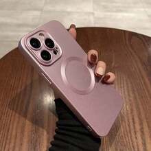 Casing Ponsel Lembut Matte Mewah Magnetik dengan Pengisian Daya Nirkabel, Kompatibel dengan iPhone 18 17 16 15 14 13 12 11 Pro Max Plus - Rose Gold - View 3