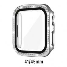 黑色、銀色、玫瑰金、藍色通用保護殼，適用於男女性 40mm 41mm 42mm 44mm 45mm 46mm 49mm，PC 硬質材質，附水鑽直角邊框與螢幕保護貼 2-in-1 防撞防刮防塵，相容 Ultra 3 2 1 系列 10 SE 9 8 7 6 5 4 系列 - 彩色 - 查看 73