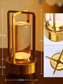 1pc Luxury Rechargeable Touch LED Night Lamp, 2200K-6000K 3 Color Stepless Dimming Cordless Lantern, Portable Ambience Table Light For Bedside Dining Outdoor Party Decor - 1200mAh+3-color Light - View 10