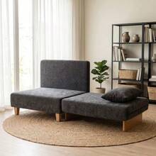 2-In-1 Sleeper Chair With Bed Function, Sofa Bed With 2 Washable Cushions, Side Pockets For Living Room, Bedroom - 深灰色 - 查看 4