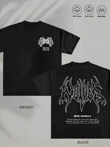 Men's Pattern T-Shirt Tiger Head And Gothic Text Design |   Suitable For Daily And Outdoor Sports Wear |   100% |   180G |   Gifts For Men | - 黑色 - 查看 8