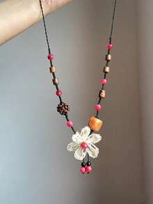 Bohemian Style Ethereal Floral Pendant Necklace For Women, New Chinese Vintage Sweatshirt Chain - Multicolor - View 4