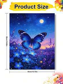1pc DIY Digital Oil Painting, Blue Large Butterfly, Handmade Canvas Art, Suitable For Adult Beginners, DIY Frameless Digital Oil Painting, Home Wall Decor Gift - Frameless - View 8