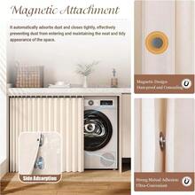 Magnetic Folding Cabinet Curtain For Washing Machine, Kitchen Cupboard Door Cover With Self-Adhesive Track - Beige - View 5