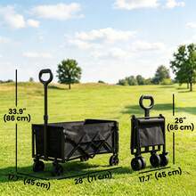 Outsunny 16 Gallon Folding Wagon Cart With Wheels, Heavy-Duty Collapsible Wagon With Drop-Down Tailgate, Adjustable Handle And Cup Holders, For Camping, Garden, Beach, Black - 黑色 - 查看 7