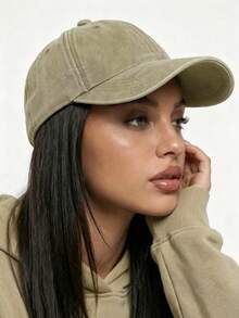 1pc Unisex Vintage Curved Brim Washed Baseball Cap, Solid Color Design, Simple Daily Versatile Item - Multicolor - View 9