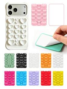 Heart-Shaped Single-Sided Silicone Suction Cup Phone Holder, Adhesive Back Anti-Slip Finger Grip Stand, Phone Accessory, Suitable For Car, Bathroom, Shower, Makeup, Kitchen, Mirror And Smooth Wall Surfaces, For Selfie And Video Recording, Perfect Gift For Friends And Family - Multicolor - View 1