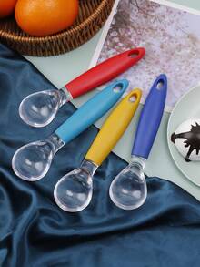 1pc Plastic Ice Cream Scoop, Multi-Color Comfortable Handle Fruit Melon Baller, Reusable Non-Stick Frozen Yogurt Spoon, Kitchen Dessert Making Tool With Hanging Hole - Multicolor - View 4