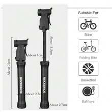 ROCKBROS 1PC Mini Air Pump, Maximum Pressure 80 Psi, Compatible With US And French Valves - Black - View 4
