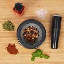 Granite Mortar And Pestle, Heavy-Duty And Durable, For Spices And Herbs, Polished Stone Mortar, Ø 12 Cm, 300 Ml, Black - 1 - View 6