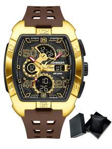 SANDA. SANDA Barrel-Shaped Sports Watch, Multifunction Casual Electronic Watch, Waterproof, Dual Display, Luminous, Alarm, Men's Watch - one-size - View 19