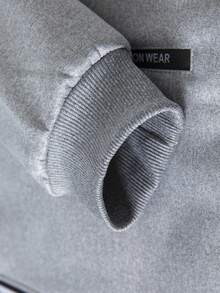 Casual Retro Thermal Lined Hooded Jacket Men's Winter Versatile Sports Hoodie - Light Grey - View 6