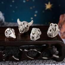 Vintage Animal Skull Bones Figurine - DIY Terrarium Decor Accessory, Miniature Resin Ornament For Fairy Garden Micro Landscape Display - Halloween Decor - View 3