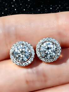 KAHOOT Women's Fashion Elegant Exquisite Rhinestone Earrings - Silver - View 4