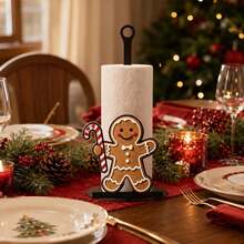 Christmas Theme Cartoon Decorative Paper Towel Holder Gingerbread Man/Snowman/Reindeer Standing Metal Paper Roll Rack Holiday Home Kitchen Decor - View 6