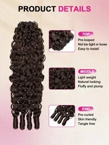 ISEE Chocolate Brown Burmese Curly Crochet Human Hair Extensions 16-24 Inches Bohemian Braided Hair Soft Defined Curls Seamless Natural Blend Pre-Looped Crochet Hair Natural Style For Women's Daily Looks - S4 - View 4