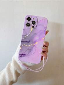 1件純色TPU大理石元素圖案防震手機殼與1件純色矽膠腕帶，適用於Apple手機殼/搭配手機殼/附掛繩手機殼/趣味手機殼/Android手機殼/手機殼/Phone 6 7 8 11 12 13 14 15 16 17 18 PLUS X XR XS Mini Pro MAX/Galaxy A51 4G/Galaxy A52/A52s 5G/Galaxy S23 Ultra - 彩色 - 查看 3