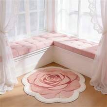 1pc Pink Rose Rug, Romantic Thickened Carpet For Girls, Plush Rug, Autumn/Winter Rug, Thickened Rug, Decorative Rug, Bedroom Decor, Small Rug, Carpet, Home Decor, Living Room Rug - Multicolor - View 2