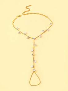 1pc Gold Forest Leaf Zirconia Adjustable Beach Ankle Chain, Women's Jewelry Accessory Suitable For Party Gift - Gold - View 7