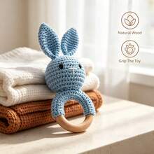 Handmade Crochet Rabbit Rattle, Baby Interactive Crochet Toy, Built-In Bell, 3D Cute, Rich Details, Attract Baby's Attention, Develop Baby's Hearing, Baby Shower Gift, Sleep Soothers, New Mom Gift, Christmas Gift, Easter Gift, Newborn Memorial Gift - Multicolor - View 3