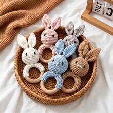Handmade Crochet Rabbit Rattle, Baby Interactive Crochet Toy, Built-In Bell, 3D Cute, Rich Details, Attract Baby's Attention, Develop Baby's Hearing, Baby Shower Gift, Sleep Soothers, New Mom Gift, Christmas Gift, Easter Gift, Newborn Memorial Gift - Multicolor - View 5