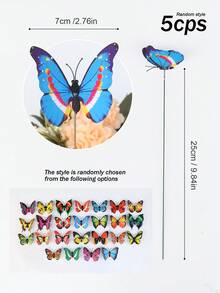 5入組7cm/22cm隨機彩色蝴蝶木樁裝飾 - 彩色 - 查看 9