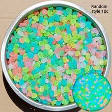 1 Pack Random Color 1cm Glow Pebbles, Fluorescent Luminous Decorative Stones, Suitable For Aquarium Fish Tank, Garden Path, Patio, Lawn, Yard Landscape DIY Decoration - B - View 8
