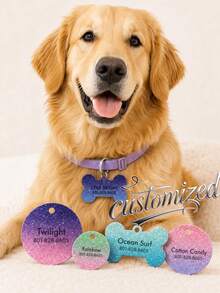 Ombre Glitter Collection - Personalized Pet Tags, Dog Tags For Dogs, Cat Tags (Not Actual Glitter, Design Is Printed On Tag) - Multicolor - View 3